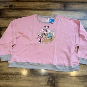 Disney Womens Plus Size 5XL Mickey Mouse Friends Fleece Sweatshirt Pink